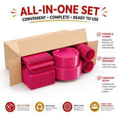 350 Pcs Cerise Plastic Disposable Tableware Set