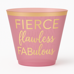 "Fierce, Flawless, Fabulous" Pink Plastic Party Cups, 9 oz, 30 Pack