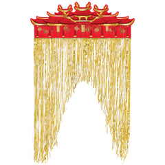 Lunar New Year Gold & Red Fringe Door Curtain