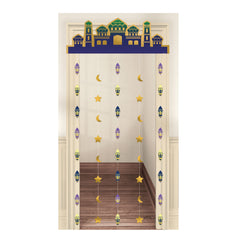 Eid Mubarak Hanging Doorway Curtain with Moon and Star Design