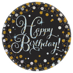 Sparkling Celebration Prismatic Birthday Dessert Plates, 7-Inch, 8-Pack