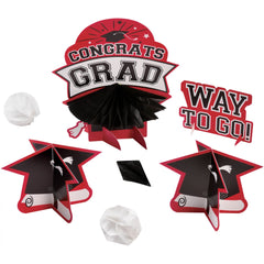 Red Graduation Table Decorating Kit - 7 Piece Set
