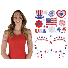 Patriotic Face and Body Jewelry Kit