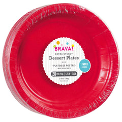 Brava! Red 6.75" Round Paper Dessert Plates - 20 Pack