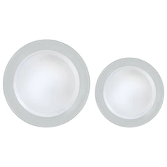 Silver Bordered Premium Plastic Plate Set - 20 Pack