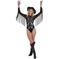 Glamorous Cowgirl Halloween Bodysuit Costume - Women's S/M