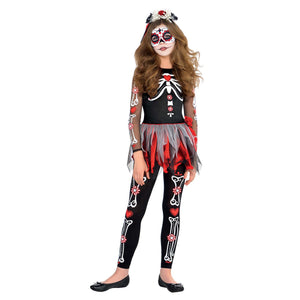 Girls' Scared to the Bone Halloween Costume with Tutu & Leggings - Child L (12-14)