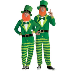St. Patrick's Day Leprechaun Zipster Costume with Hat - Adult S/M