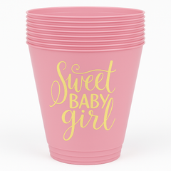 Sweet Baby Girl Floral Tumbler Cups, 9 oz, Pack of 30