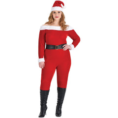 Plus Size Velvet Santa Babe Christmas Catsuit - Adult Plus