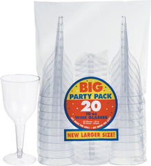 Clear Plastic Wine Glasses - 10 oz, Pack of 20