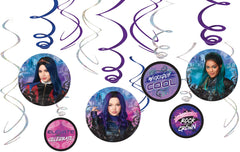 Disney Descendants 3 "Wickedly Cool" Hanging Swirl Decorations, 12-Pack