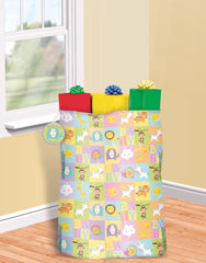 Adorable Animal Baby Shower Gift Sack with "Welcome Baby" Tag 44" x 36"