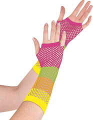 Black Long Fingerless Fishnet Gloves - 80s Punk Costume Accessory