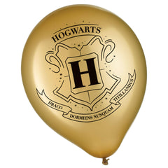 Harry Potter Hogwarts Latex Balloons, 12" Gold, 6 Pack