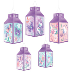 Fluttering Butterfly Paper Lanterns - 5 Pack for Kids' Birthday Parties