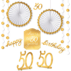 Golden Age 50th Birthday Room Decorating Kit in Gold