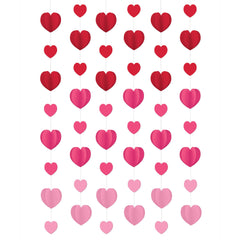 Valentine's Day Dimensional Hearts String Decoration, 7 ft