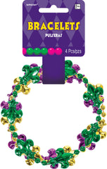 Fleur-de-Lis Mardi Gras Bead Bracelets, 4-Pack