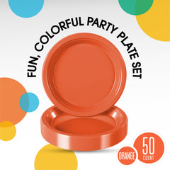 Little Gym - 7 In. Orange Plastic Plates | 50 Ct.