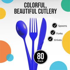 Royal Blue Heavyweight Plastic Cutlery Assortment - 7.5 in.