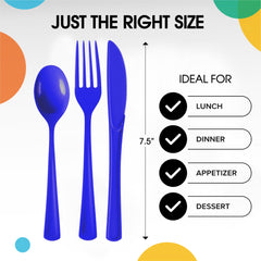 Royal Blue Heavyweight Plastic Cutlery Assortment - 7.5 in.