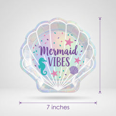 Iridescent Mermaid Wishes Shell-Shaped Dessert Plates, 7-Inch, 8-Pack