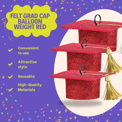 Class 101 - Graduation Felt Cap Balloon Weight - Red