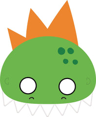 Little Gym - Dino-Mite Dinosaur Half Face Paper Masks, Green/Red, One Size, Wearable Costume Accessories for Birthdays - 8 Ct.