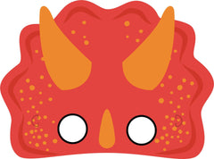 Little Gym - Dino-Mite Dinosaur Half Face Paper Masks, Green/Red, One Size, Wearable Costume Accessories for Birthdays - 8 Ct.