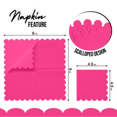Cerise Scallop Beverage Napkins - 4.75 In. X 4.75 In. | 50 Ct.