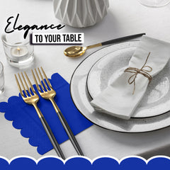 Dark Blue Scallop Beverage Napkins - 50 Ct.