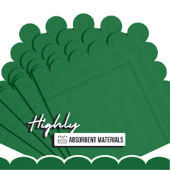 Emerald Green Scallop Beverage Napkins - 50 Ct.