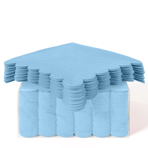 Light Blue Scallop Beverage Napkins - 4.75 In. X 4.75 In. | 50 Ct.