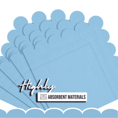 Light Blue Scallop Beverage Napkins - 4.75 In. X 4.75 In. | 50 Ct.