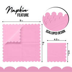 Pink Scallop Beverage Napkins - 4.75 In. X 4.75 In. | 50 Ct.