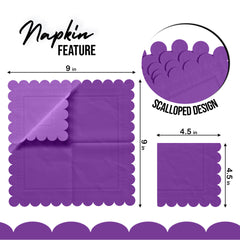 Purple Scallop Beverage Napkins - 4.75 In. X 4.75 In. | 50 Ct.