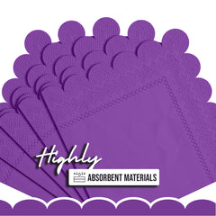 Purple Scallop Beverage Napkins - 4.75 In. X 4.75 In. | 50 Ct.