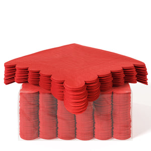Red Scallop Beverage Napkins - 4.75 In. X 4.75 In. | 50 Ct.