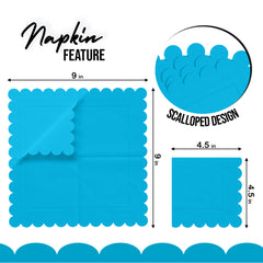 Turquoise Scallop Beverage Napkins - 4.75 In. X 4.75 In. | 50 Ct.
