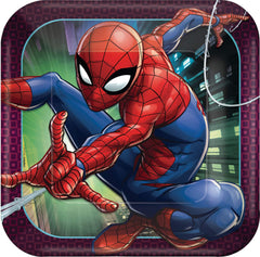 PMA - Spider-Man Webbed Wonder Square Paper Plates, 9-Inch, 8-Pack