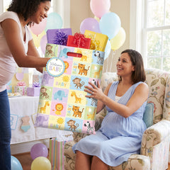Adorable Animal Baby Shower Gift Sack with "Welcome Baby" Tag 44" x 36"
