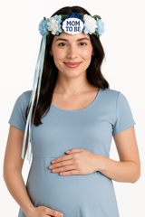 Blue Floral "Mom-To-Be" Head Garland for Baby Showers