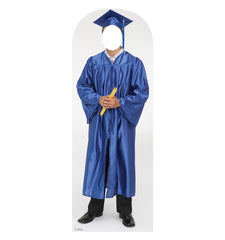 Male Graduate Blue Cap & Gown Standin