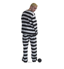 Prisoner in striped suit with Ball and Chain