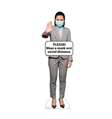 Social Distance Mask Standee Female