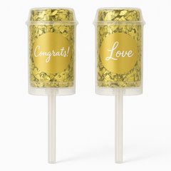 Gold "Congrats Love" Confetti Poppers for Weddings, 2-Pack