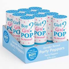 "Boy or Girl?" Blue Confetti Poppers - 12 Pack
