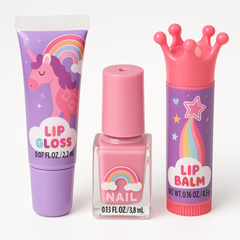 Kids' Lip Gloss and Nail Set - 3-Piece Birthday Party Favor