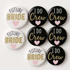 "I Do Crew" & "Future Bride" Bachelorette Button Set, 8-Pack